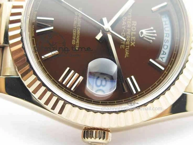 1226 Sophisticated Day-Date 40mm 228239 RG Noob 1:1 Best Edition Brown Roman Dial On RG President Bracelet A 3707